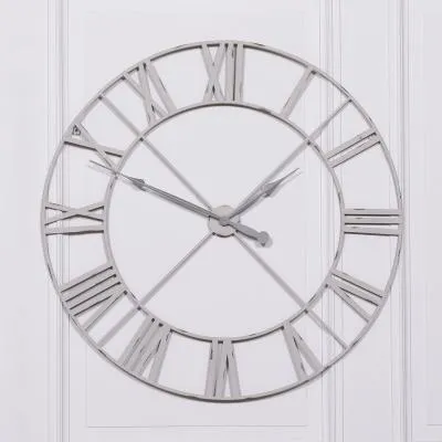 Round Wall Clock - Pale Grey, Metal