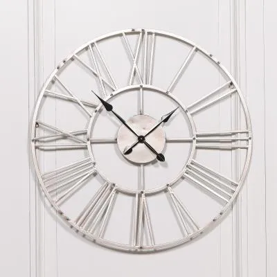 Round Wall Clock - Silver, Metal