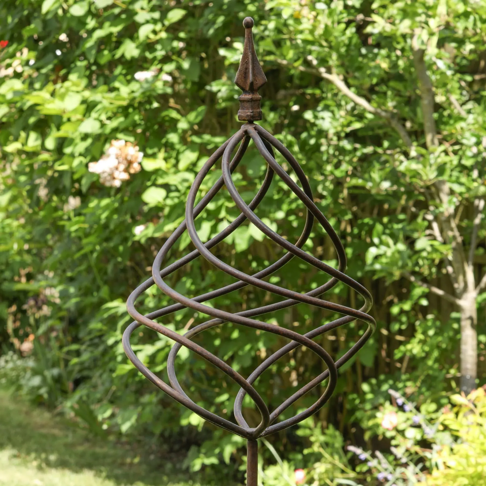 Rusty Iron Sphere Ball Garden Sculpture