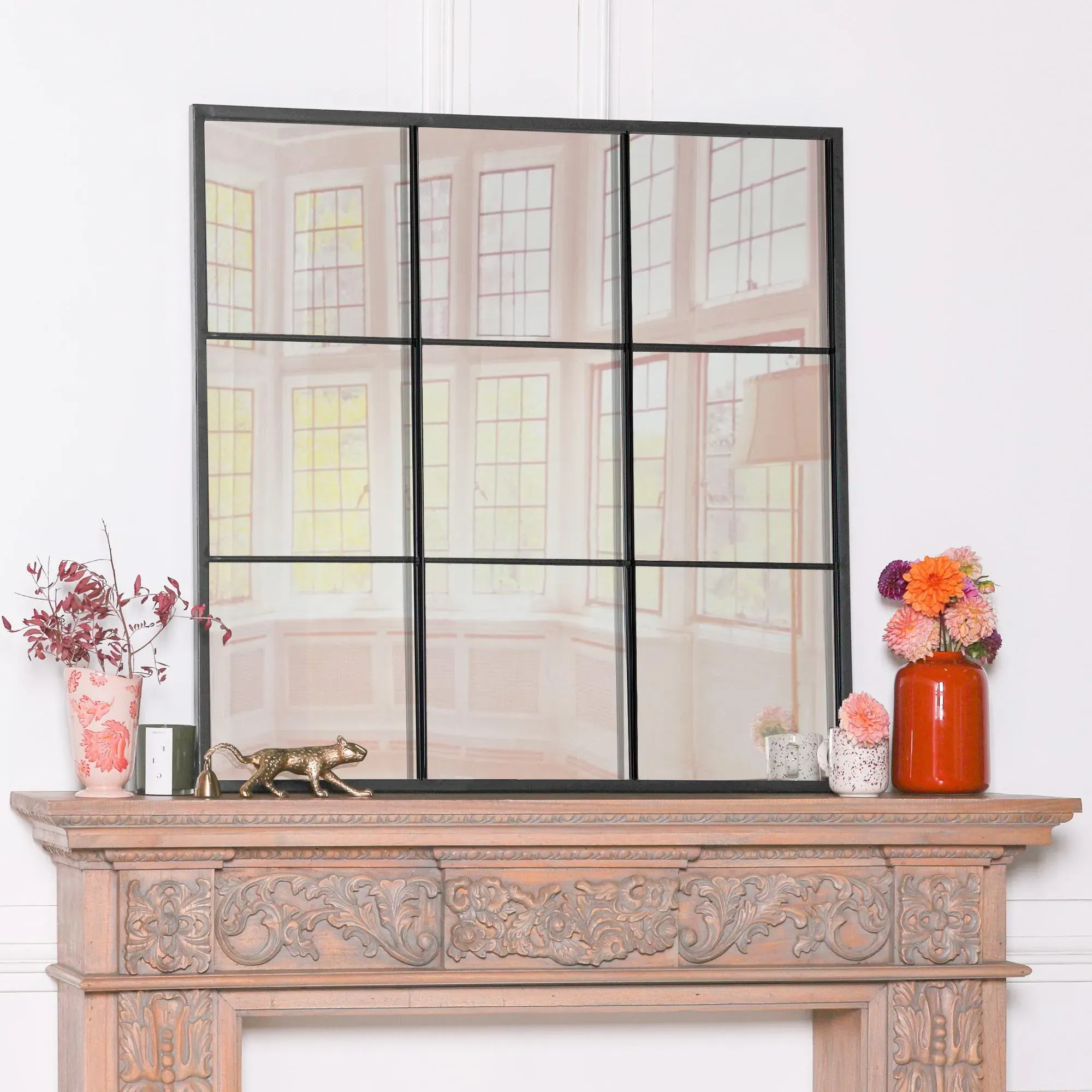 Square Window Mirror - Black, Metal