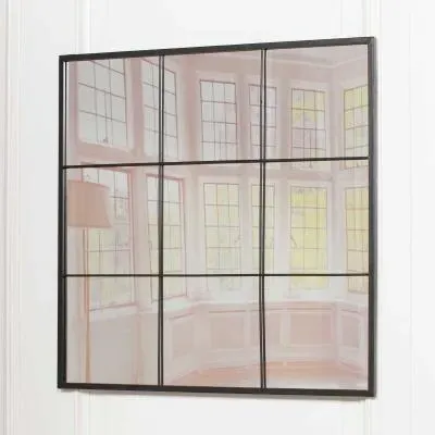 Square Window Mirror - Black, Metal