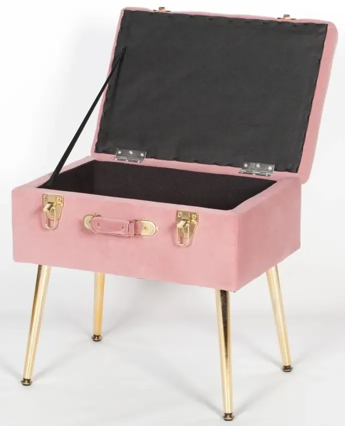 Suitcase Stool - Pink, Velvet