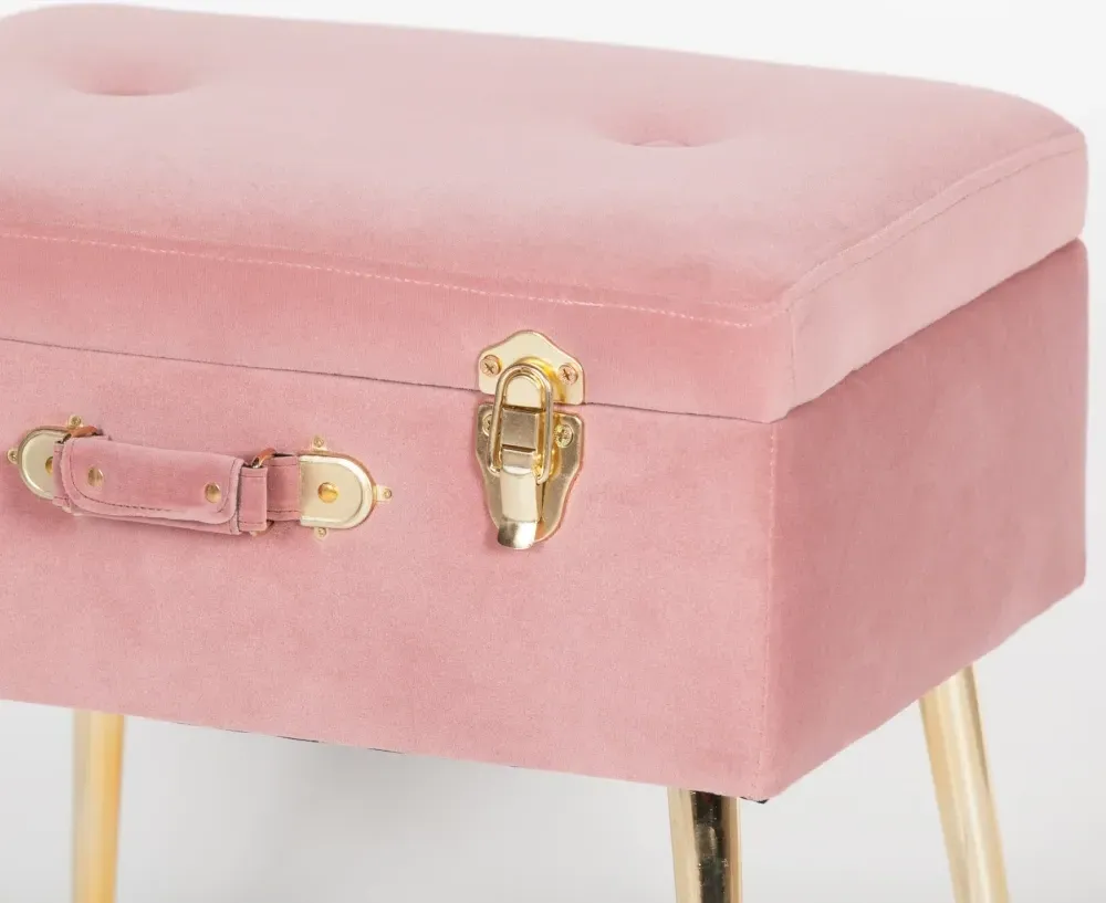 Suitcase Stool - Pink, Velvet