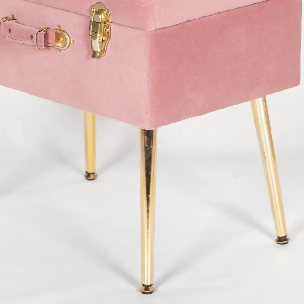 Suitcase Stool - Pink, Velvet