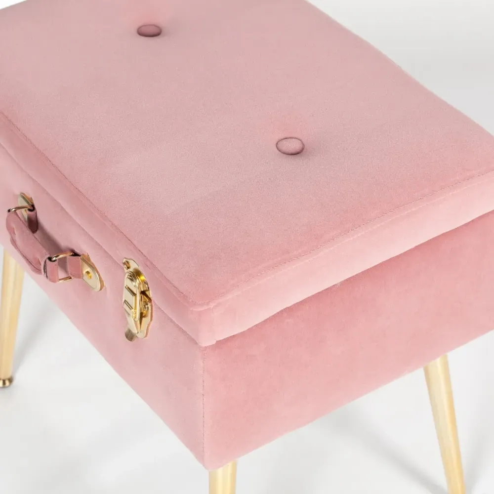 Suitcase Stool - Pink, Velvet