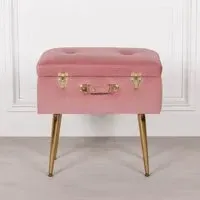 Suitcase Stool - Pink, Velvet