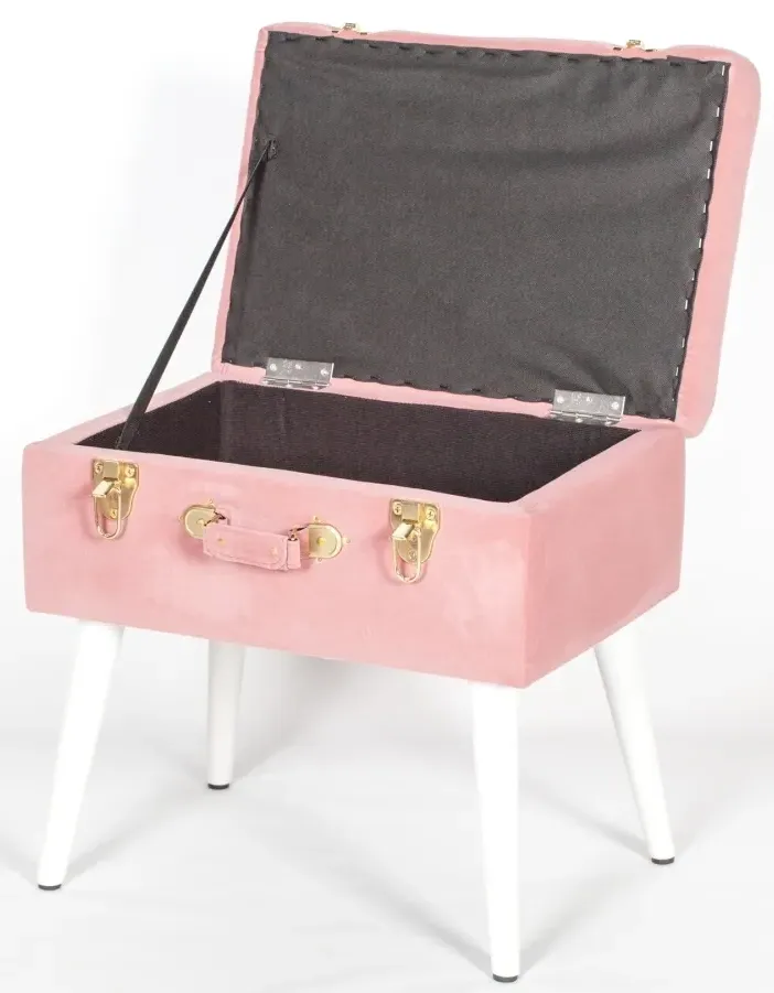 Suitcase Stool - Pink, Velvet