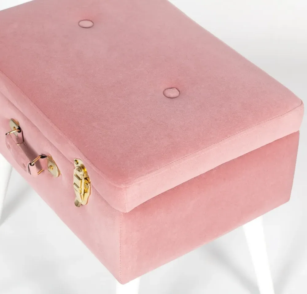Suitcase Stool - Pink, Velvet