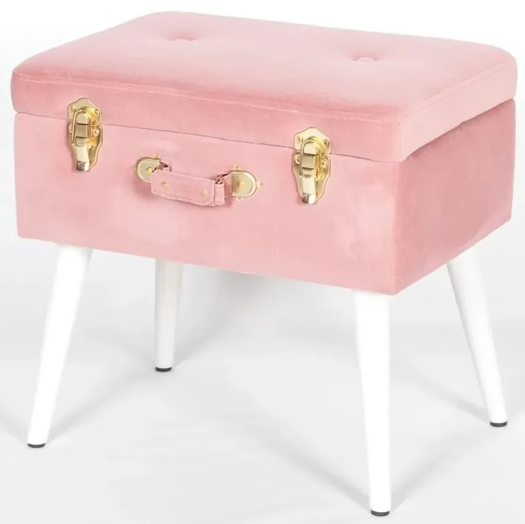 Suitcase Stool - Pink, Velvet