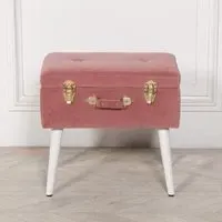 Suitcase Stool - Pink, Velvet