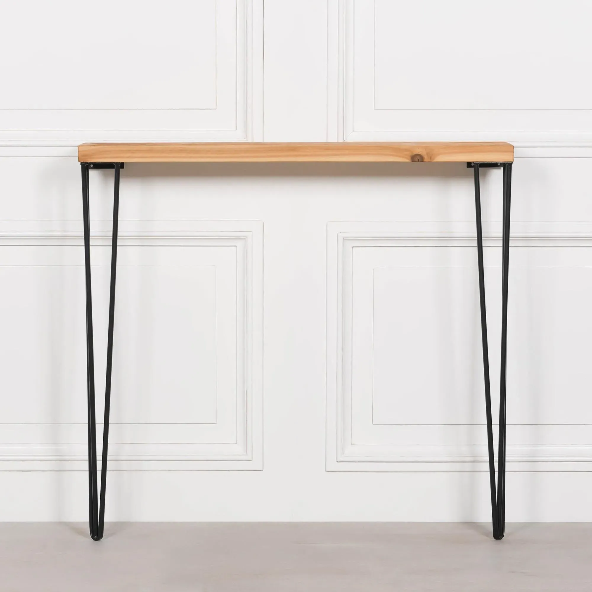 Tall Console Table with Hairpin Legs - Pine