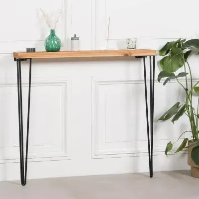 Tall Console Table with Hairpin Legs - Pine image