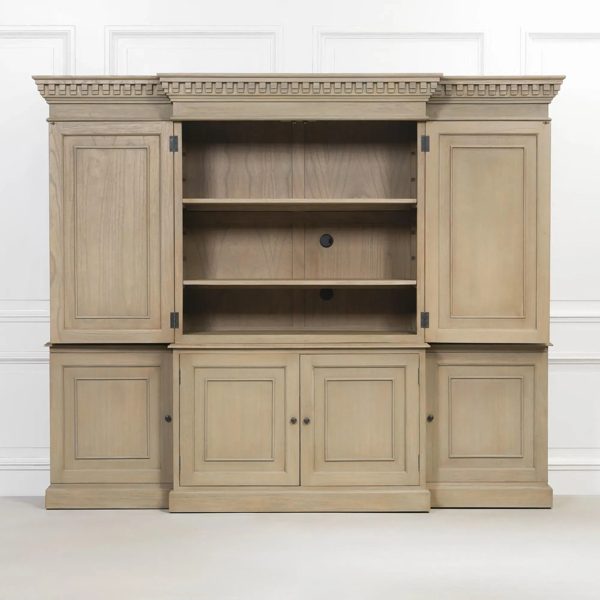 Triple Breakfront Large TV Cabinet - Wood
