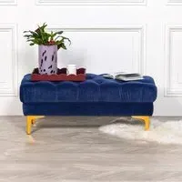 Tufted Ottoman Bench - Blue, Velvet