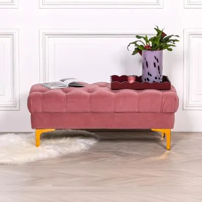 Tufted Ottoman Bench - Pink, Velvet