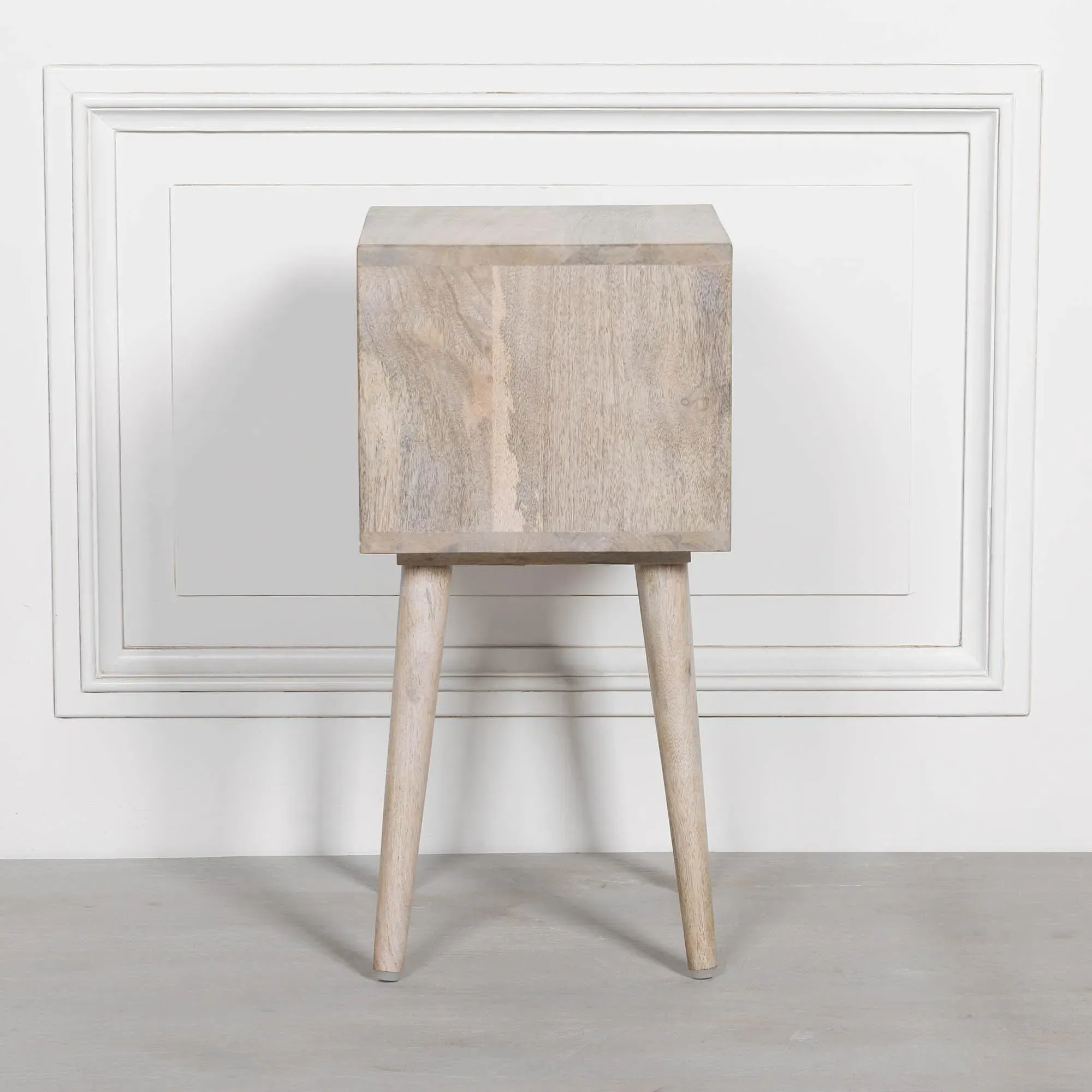 Washed Wood Bedside Table with Shelf - Mango Wood