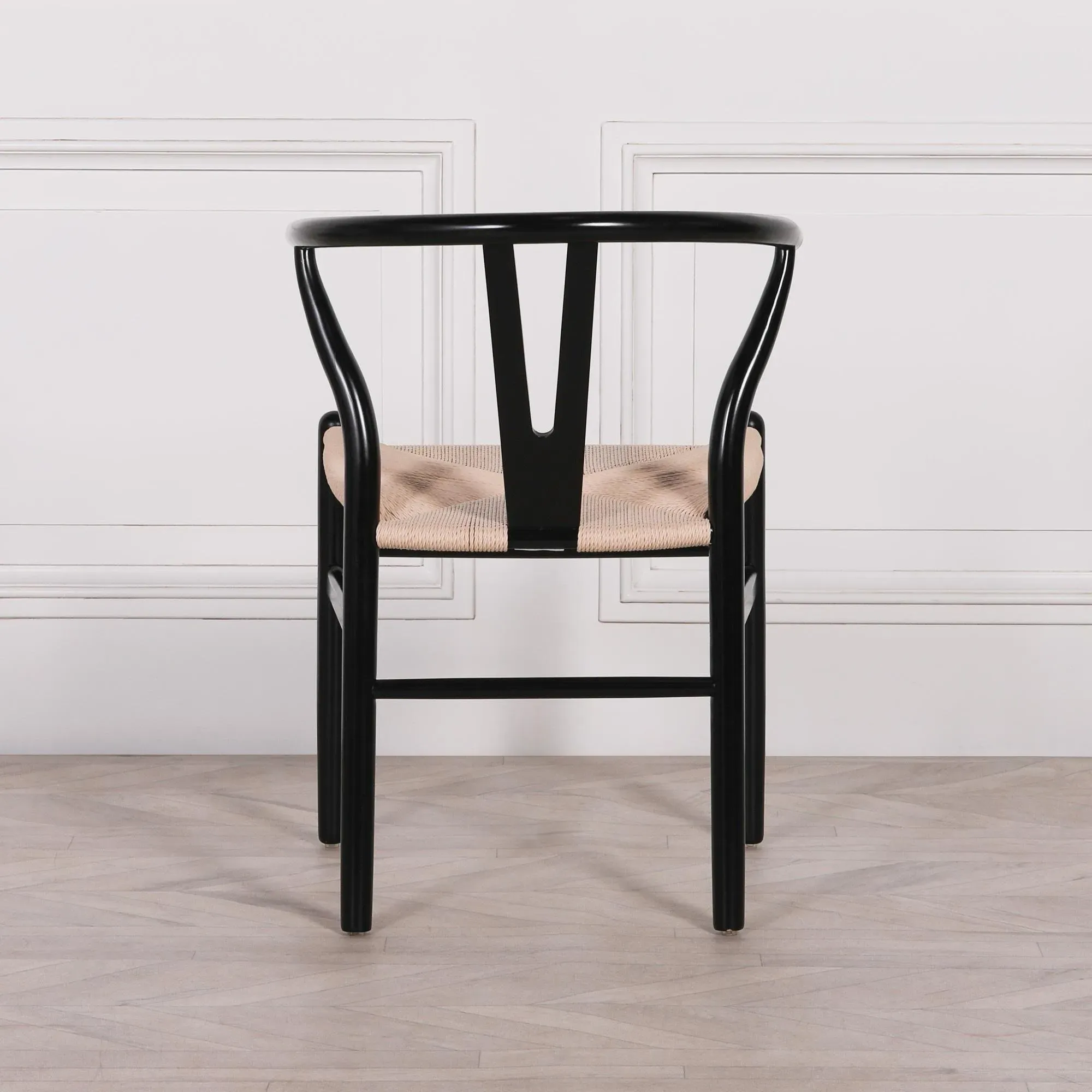 Wishbone Curved Back Dining Chair Set of 2 - Black, Beech Wood