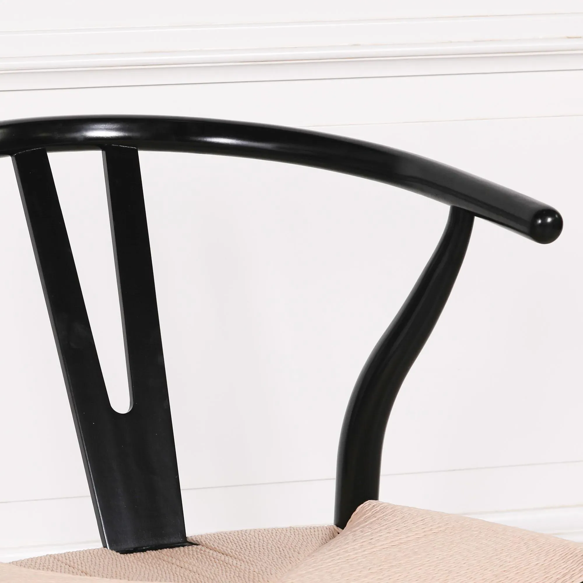 Wishbone Curved Back Dining Chair Set of 2 - Black, Beech Wood