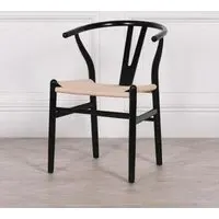 Wishbone Curved Back Dining Chair Set of 2 - Black, Beech Wood