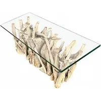 Driftwood Root Large Coffee Table - Brown, Glass