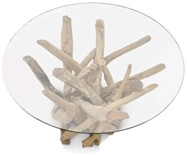 Driftwood Root Round Coffee Table - Brown, Glass