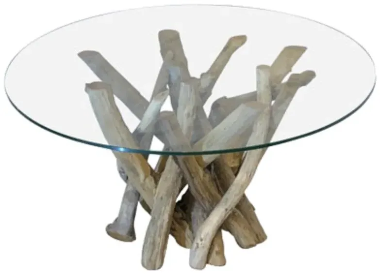 Driftwood Root Round Coffee Table - Brown, Glass