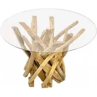 Driftwood Root Round Coffee Table - Brown, Glass