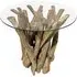 Driftwood Root Round Side Table with Glass - Brown