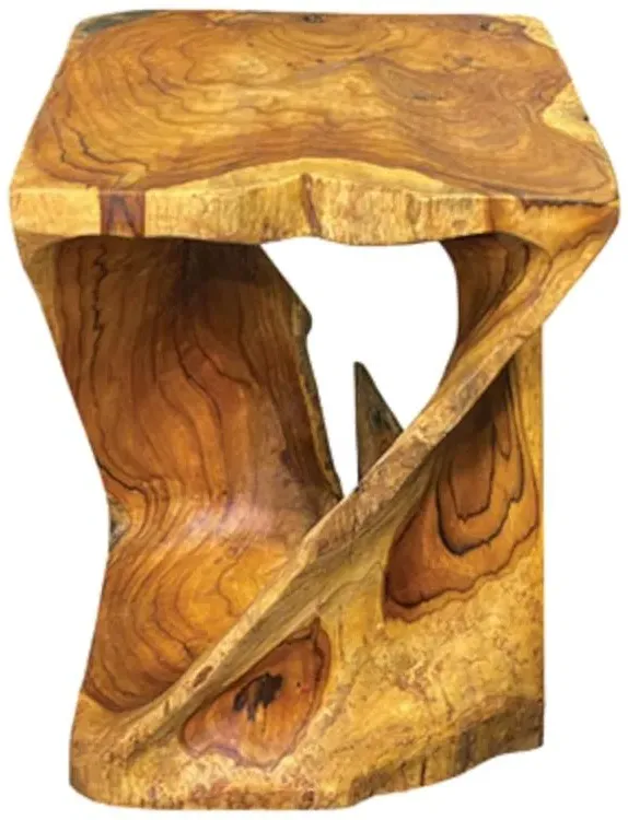 Driftwood Root Twist Lamp Table Stool - White