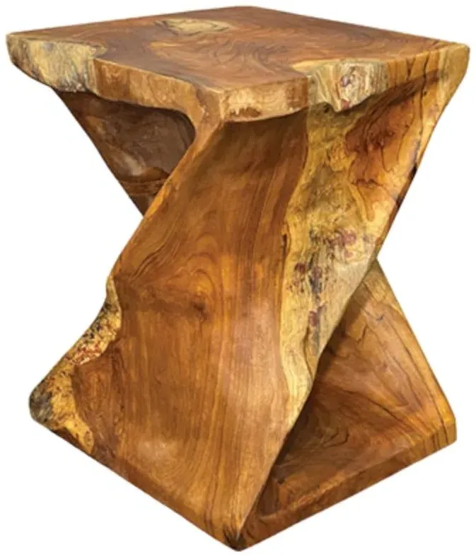 Driftwood Root Twist Lamp Table Stool - White