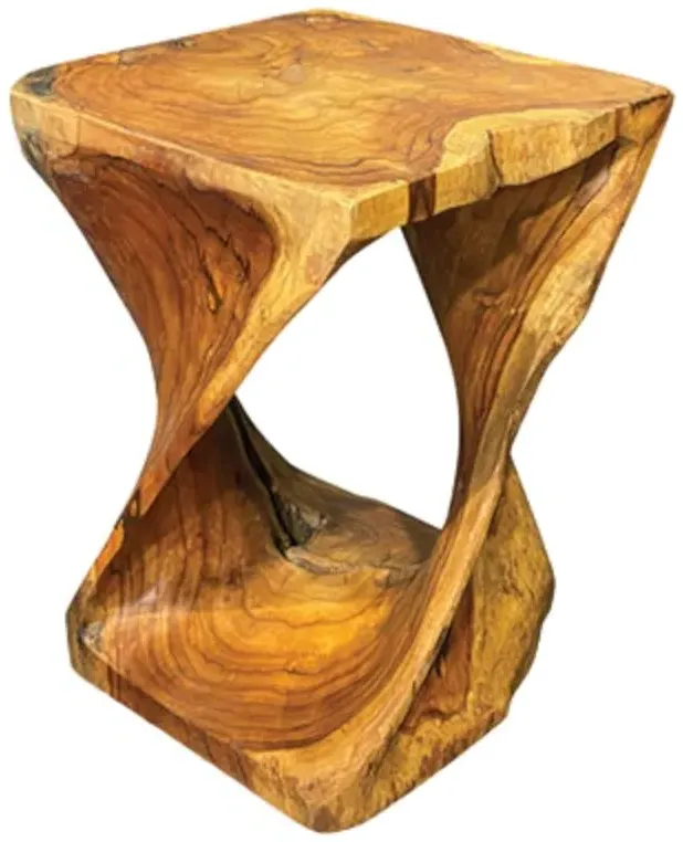 Driftwood Root Twist Lamp Table Stool - White