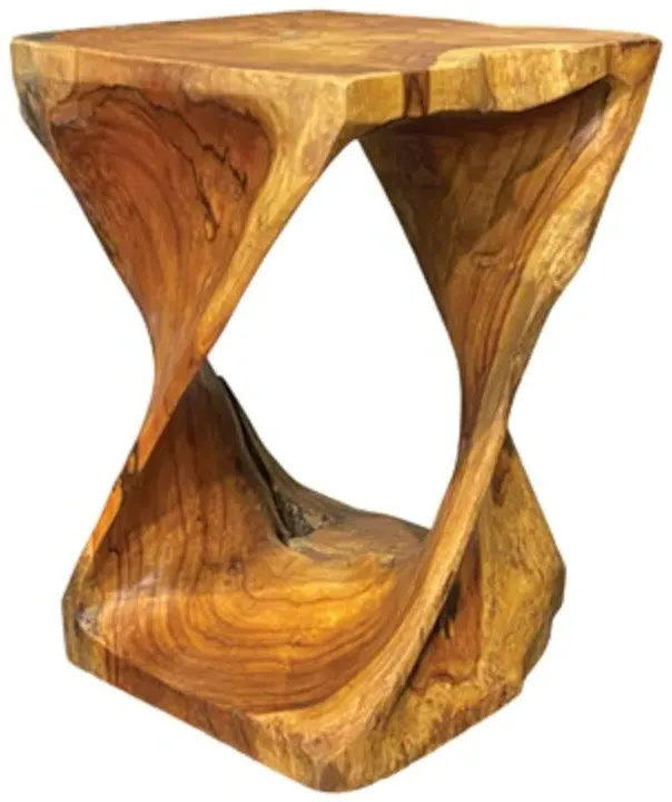 Driftwood Root Twist Lamp Table Stool - White