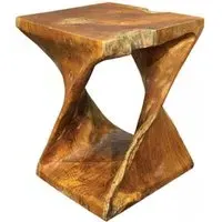 Driftwood Root Twist Lamp Table Stool - White