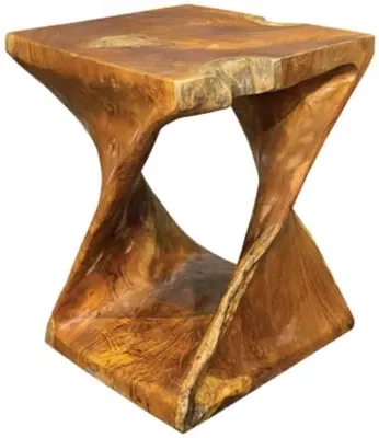 Driftwood Root Twist Lamp Table Stool - White image