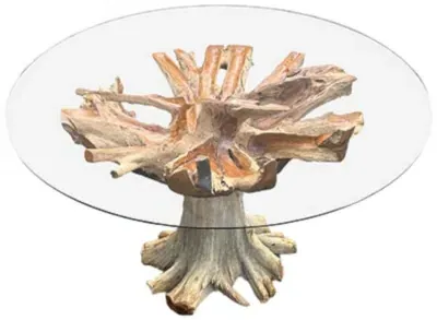 Lombok 2 Seater Round Dining Table - Brown, Teak Root image
