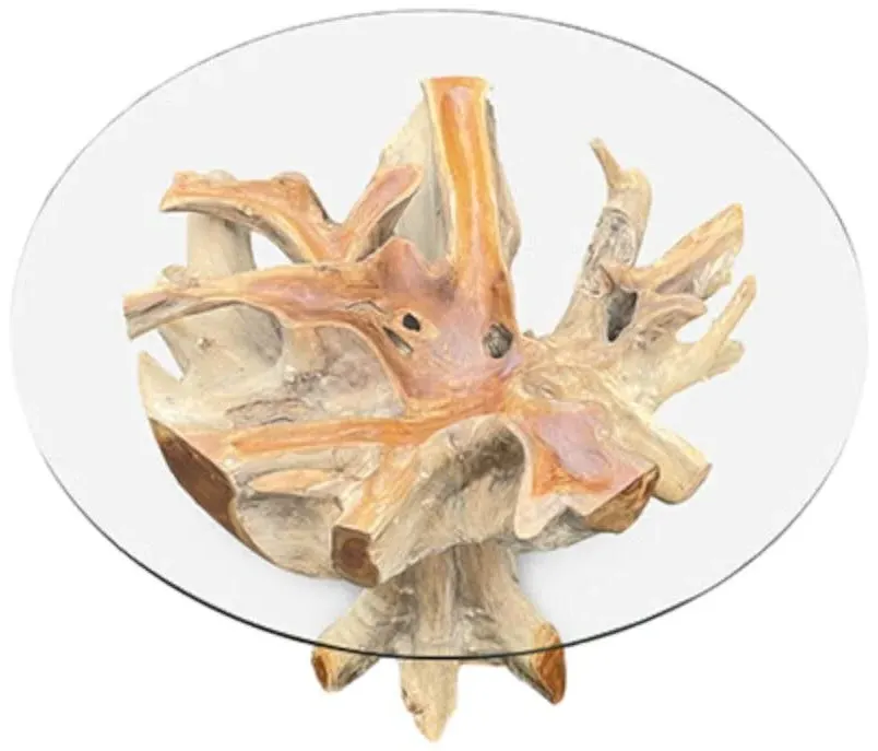 Lombok 4-Seater Round Dining Table - Brown, Teak Root