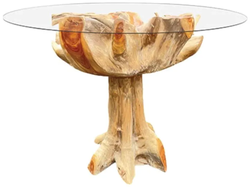 Lombok 4-Seater Round Dining Table - Brown, Teak Root