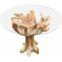 Lombok 4-Seater Round Dining Table - Brown, Teak Root