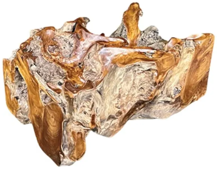 Lombok Rectangle Coffee Table - Brown, Teak Root Glass