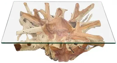 Lombok Rectangle Coffee Table - Brown, Teak Root Glass image