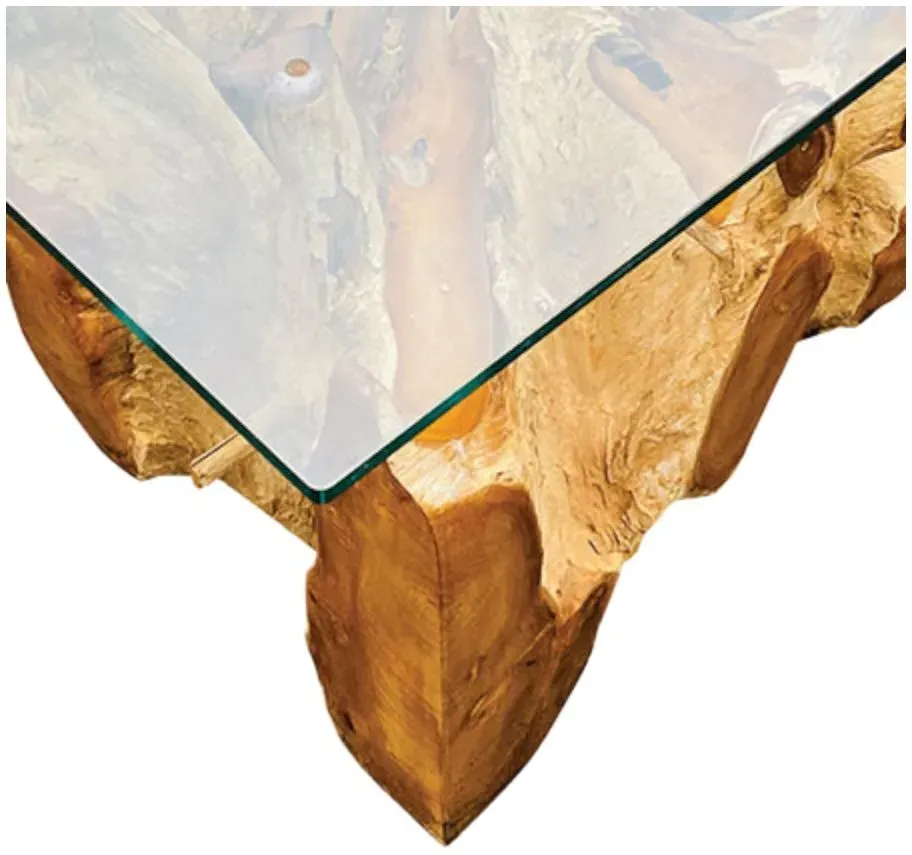 Lombok Root Square Coffee Table - Brown, Glass