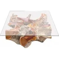 Lombok Root Square Coffee Table - Brown, Glass