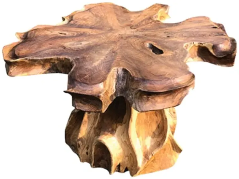 Lombok Single Pedestal Coffee Table - Brown