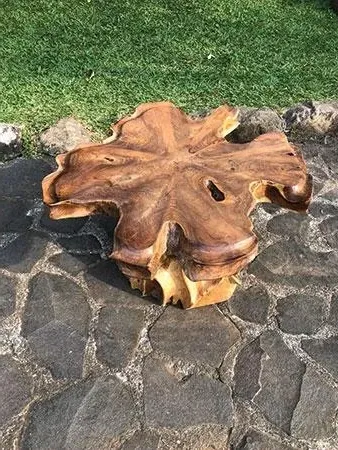 Lombok Single Pedestal Coffee Table - Brown