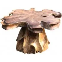 Lombok Single Pedestal Coffee Table - Brown