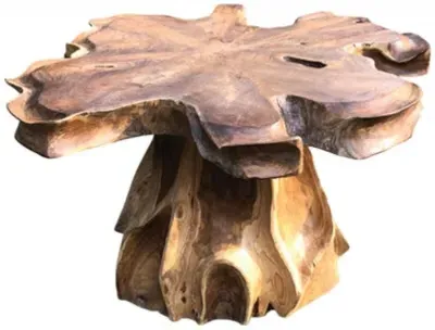 Lombok Single Pedestal Coffee Table - Brown image