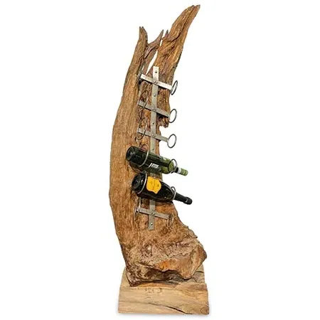 Root Teak 6 Hole Wine Holder Sculpture