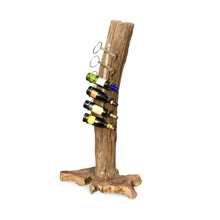 Root Teak 6 Hole Wine Holder Sculpture