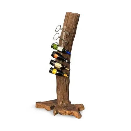 Root Teak 6 Hole Wine Holder Sculpture