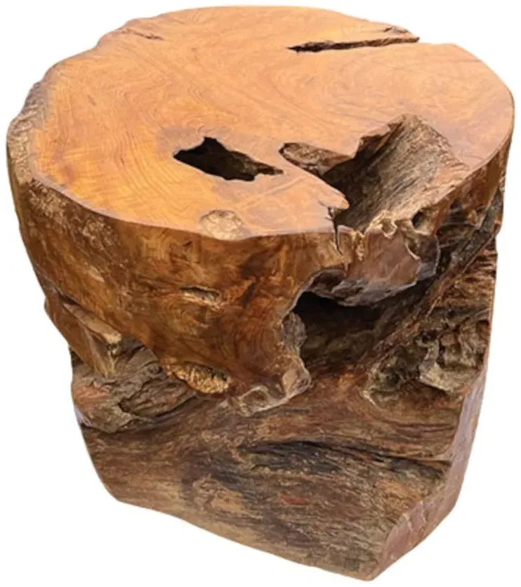 Round Coffee Table - Brown, Teak